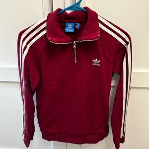 red adidas quarter zip worn like twice. Cute for school and everyday wear.